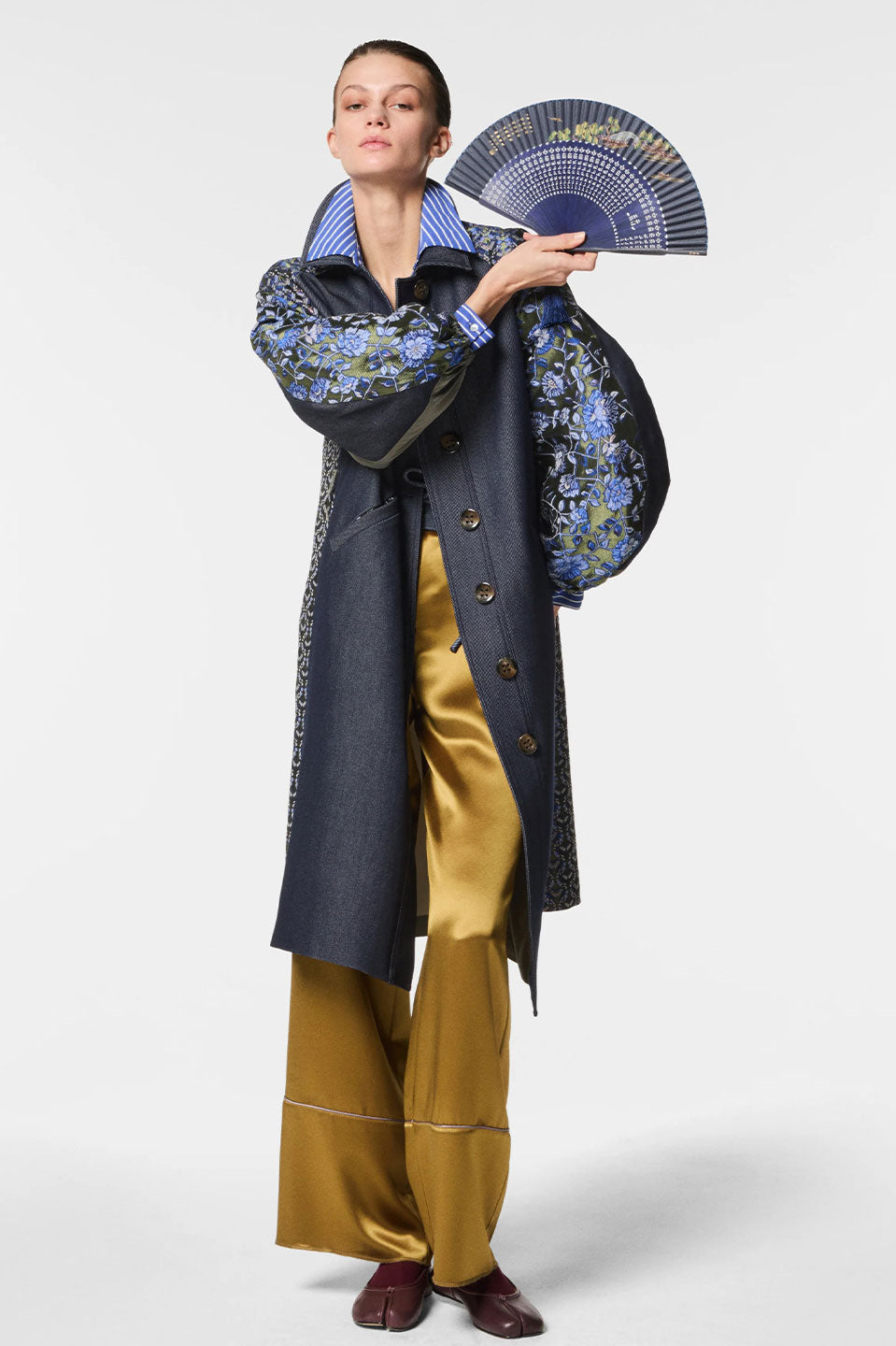 Γυναικείο πανωφόρι ζακάρ με λουλούδια Nenette