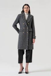 Γυναικείο παλτό με διπλά κουμπιά γκρι Fracomina