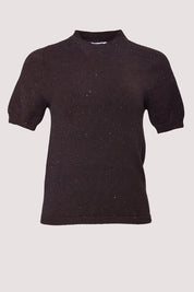 Γυναικεία μπλούζα ζιβάγκο κοντομάνικη καφέ Motel