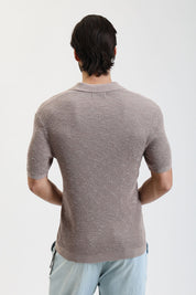 Ανδρική Κοντομάνικη μπλούζα πλεκτή μπεζ Gianni Lupo