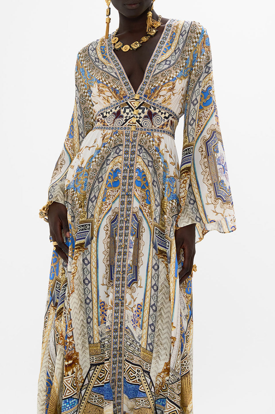 Γυναικείο Maxi kimono dress εμριμέ 00034430-MMYMOSAC Camilla