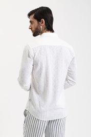 Ανδρικό Πουκάμισο με κέντημα λαχούρι λευκό Gianni Lupo