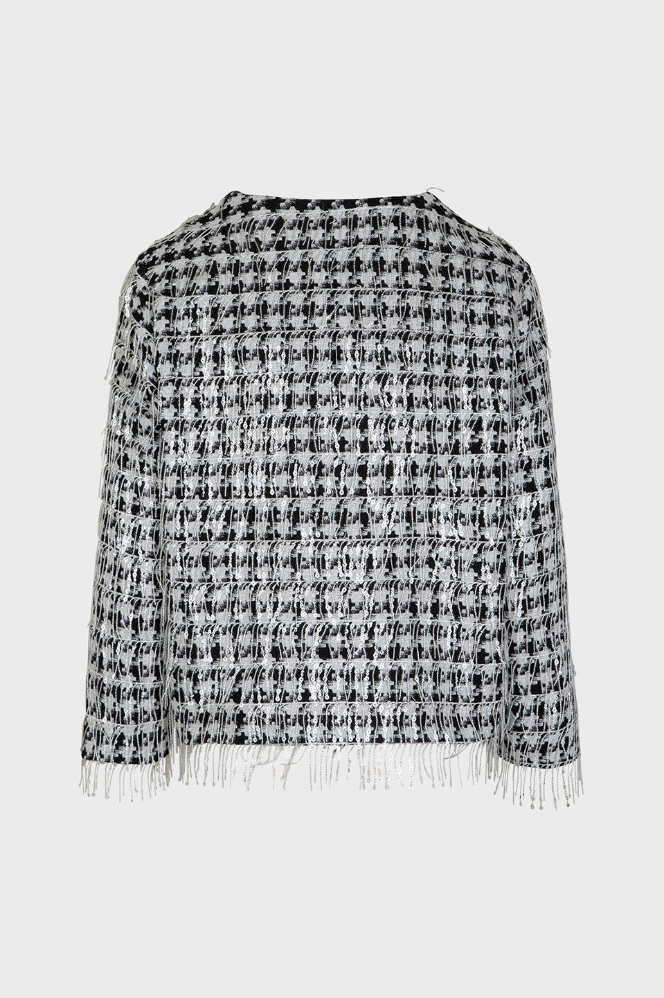 Γυναικείο Σακάκι με ύφανση και παγιέτα λευκό-μαύρο Sandro Ferrone Lola