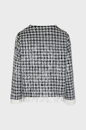 Γυναικείο Σακάκι με ύφανση και παγιέτα λευκό-μαύρο Sandro Ferrone Lola