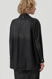 Γυναικείο πουκάμισο casual σε φαρδιά γραμμή μαύρο Fracomina