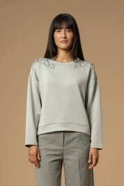 Γυναικεία μπλούζα φούτερ με πέτρες γκρι Kocca