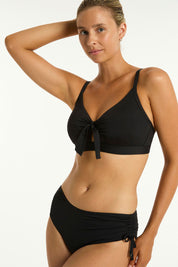 Γυναικείο Μαγιό bikini top ανάγλυφο με δέσιμο balconate μαύρο Sea Level