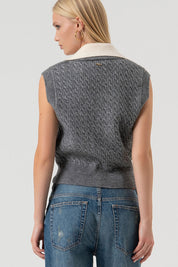 Γυναικεία μπλούζα αμάνικη εκρού-γκρι Fracomina