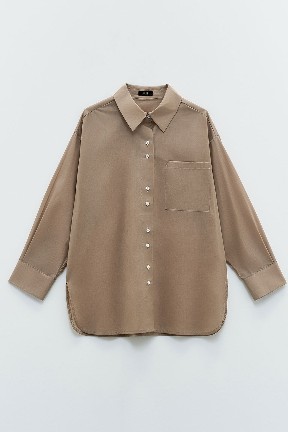 Γυναικείο πουκάμισο μακρυμάνικο σαφάρι κάμελ Eleh