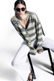 Γυναικεία Πλεκτή ζακέτα ριγέ πράσινο Sandro Ferrone