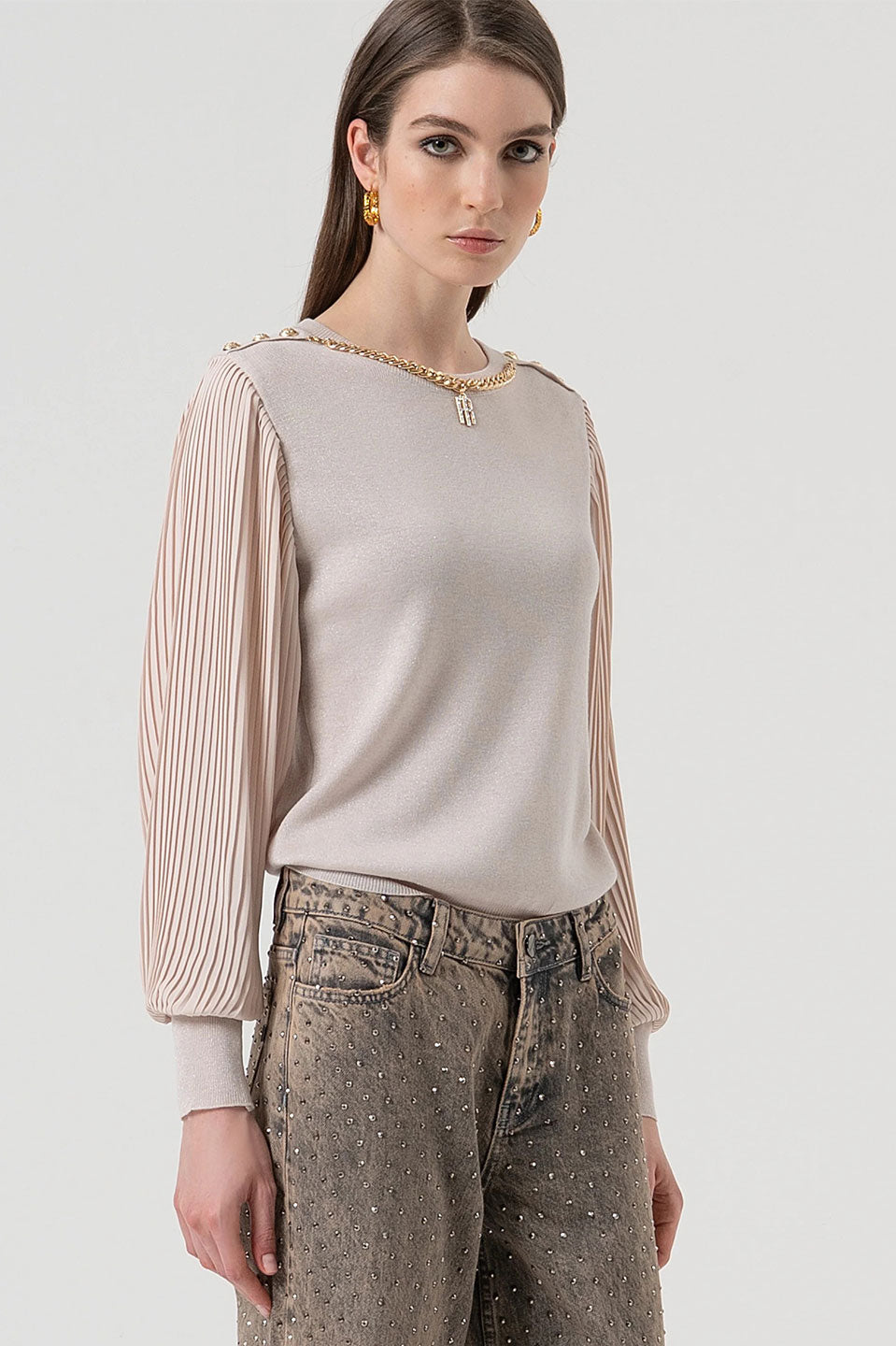 Γυναικείο παντελόνι τζιν με ξέβαμα Fracomina