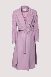 Γυναικείο παλτό με ζώνη ροζ Tensione In