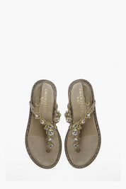 Γυναικεία Παπούτσια πέδιλα με πέτρες μπεζ Emanuelle Vee