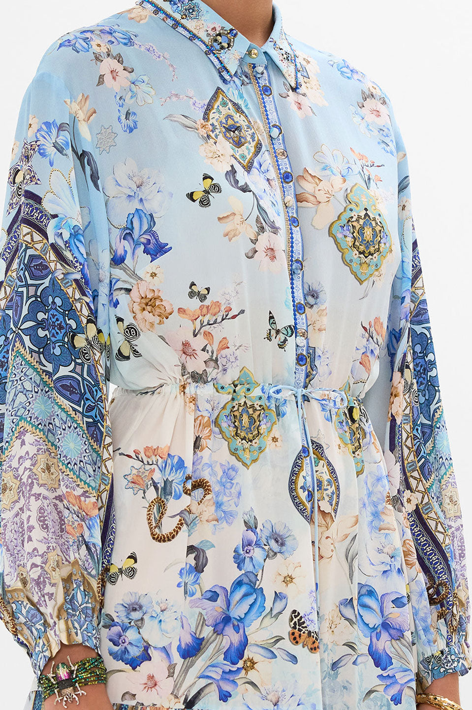 Midi φόρεμα με κουμπιά εμριμέ 00034431-ALMANPALCamilla