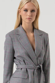 Γυναικείο σακάκι με ζώνη γκρι Fracomina