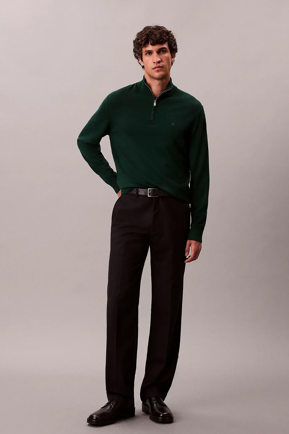 Ανδρική μπλούζα πλεκτή με φερμουάρ 100% merino wool Calvin Klein - LV04LD318G0PI