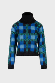 Γυναικεία μπλούζα ζιβάγκο καρό μπλε Sandro Ferrone