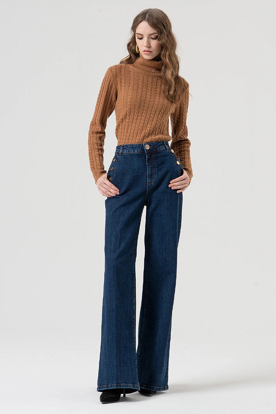 Γυναικεία μπλούζα πλεκτή ζιβάγκο σοκολά Fracomina