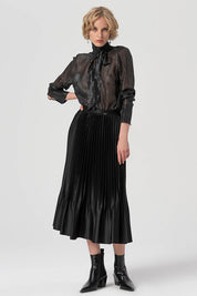 Γυναικεία φούστα πλισέ με λάστιχο μαύρη Fracomina