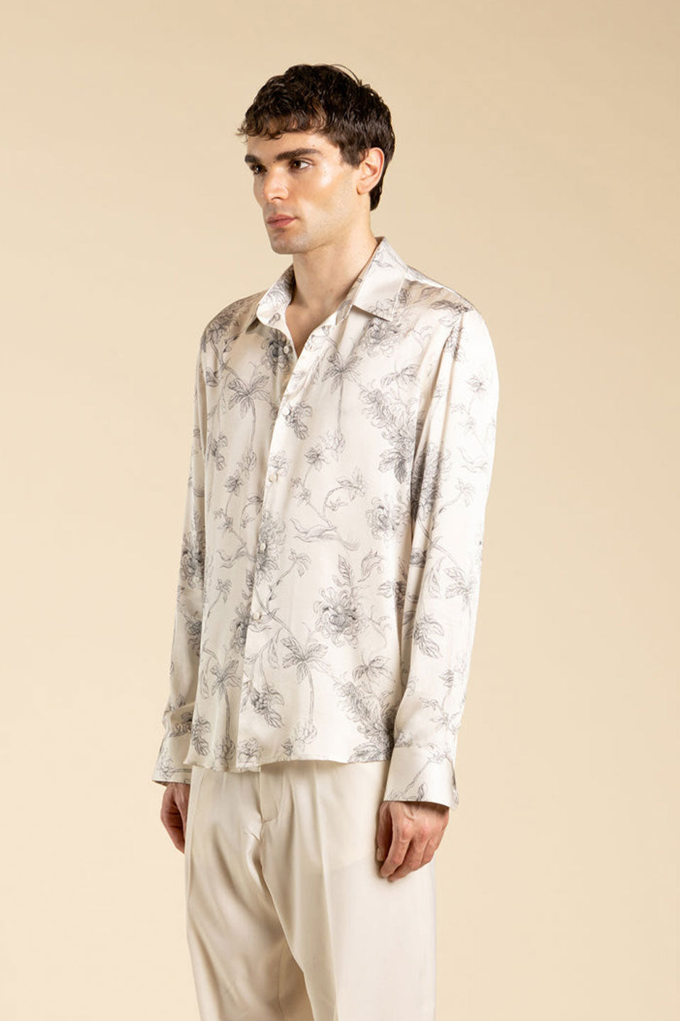 Ανδρικό Πουκάμισο εμπριμέ φλοράλ μπεζ I'M BRIAN