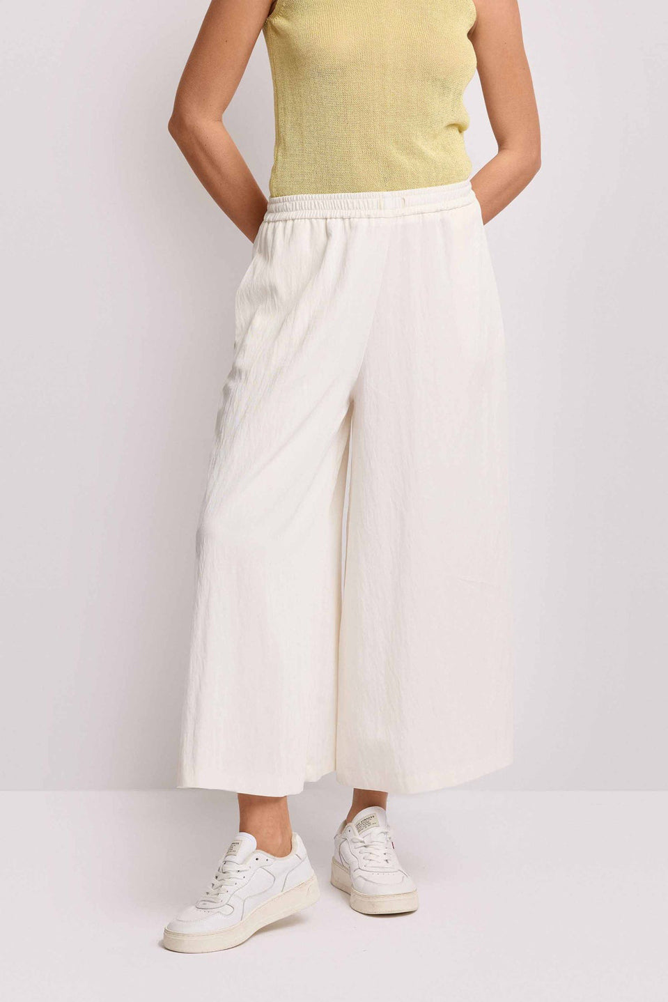 Γυναικείο παντελόνι zip culotte άνετη γραμμή εκρού Kocca