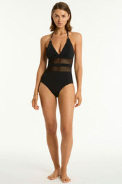 Γυναικείο Ολόσωμο μαγιό με δαιφάνεια μαύρο Sea Level
