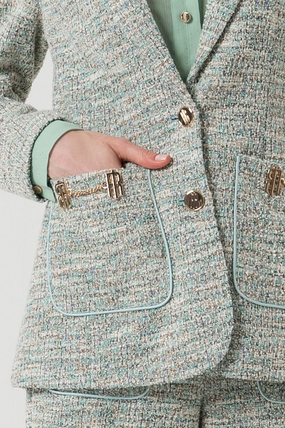 Γυναικείο σακάκι με δομή πράσινο Fracomina