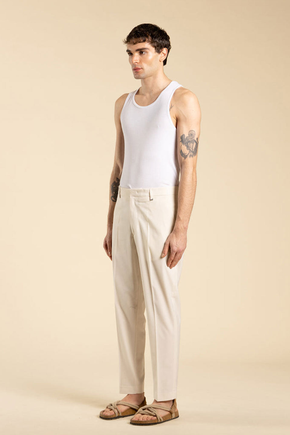 Ανδρικό Παντελόνι σε ίσια γραμμή με τσάκιση μπεζ I'M BRIAN