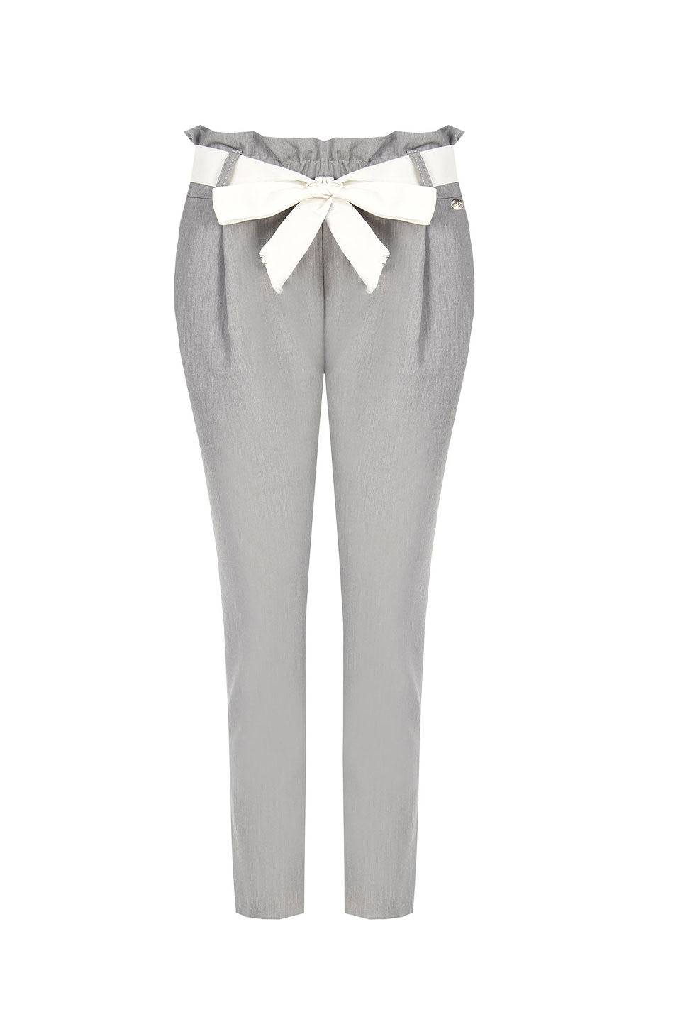 Γυναικείο Παντελόνι με πιέτες και ζώνη γκρι Rinascimento