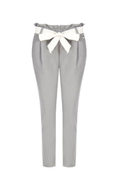 Γυναικείο Παντελόνι με πιέτες και ζώνη γκρι Rinascimento