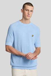 Ανδρική Κοντομάνικη πλεκτή μπλούζα γαλάζια Lyle & Scott