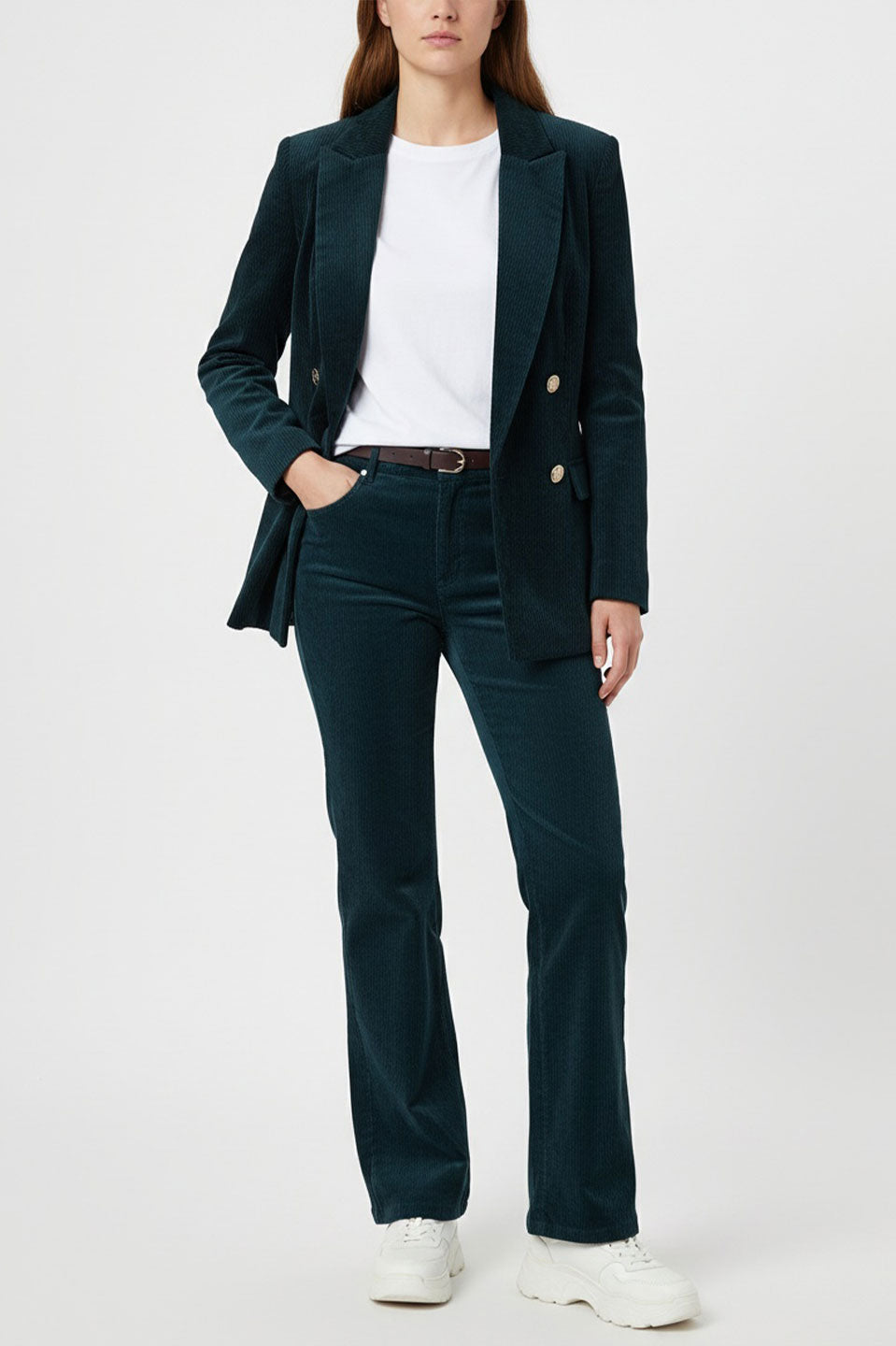 Γυναικείο παντελόνι κοτλέ πράσινο σκούρο Motel