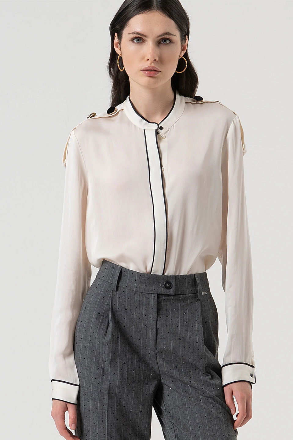 Γυναικείο πουκάμισο Corean εκρού Fracomina