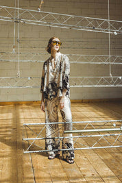 Γυναικείο Παντελόνι εμπριμέ λευκό-μαύρο Sandro Ferrone Lola