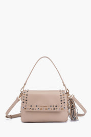 Γυναικεία τσάντα ώμου-χιαστί με τρουκς μπεζ La Carrie