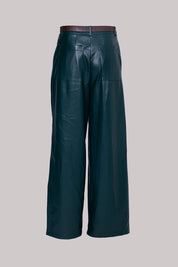 Γυναικείο παντελόνι όψη δέρματος πράσινο Tensione In