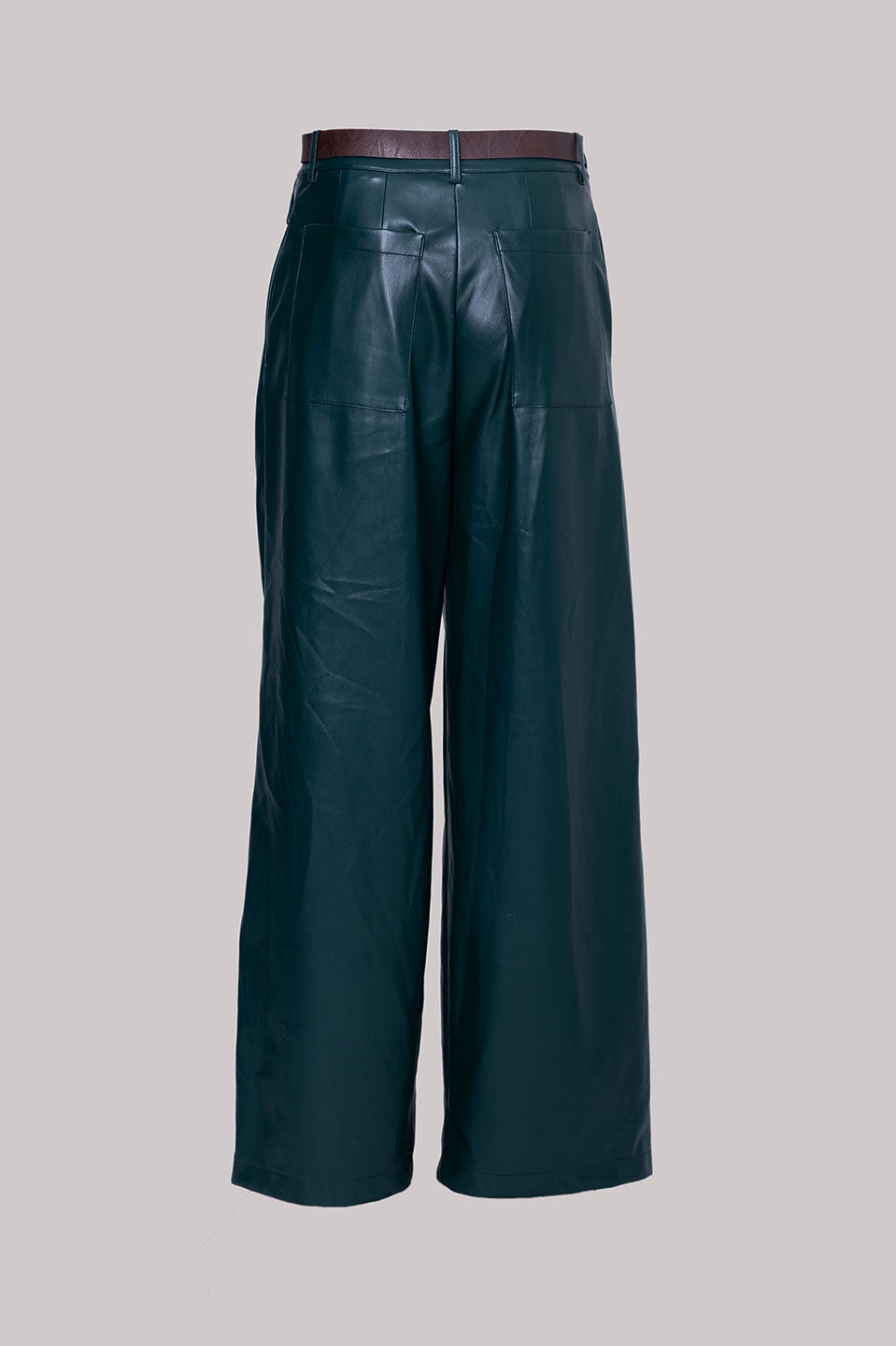 Γυναικείο παντελόνι όψη δέρματος πράσινο Tensione In