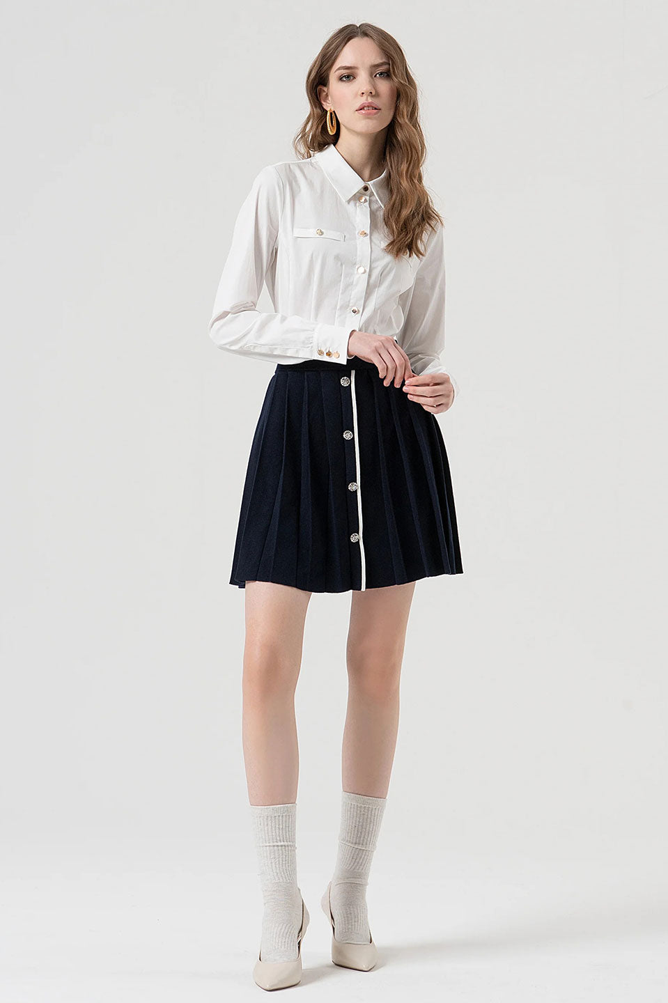 Γυναικεία φούστα tweed μαύρη Fracomina