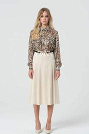 Γυναικεία φούστα midi με πιέτες μπεζ Fracomina