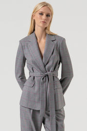 Γυναικείο σακάκι με ζώνη γκρι Fracomina