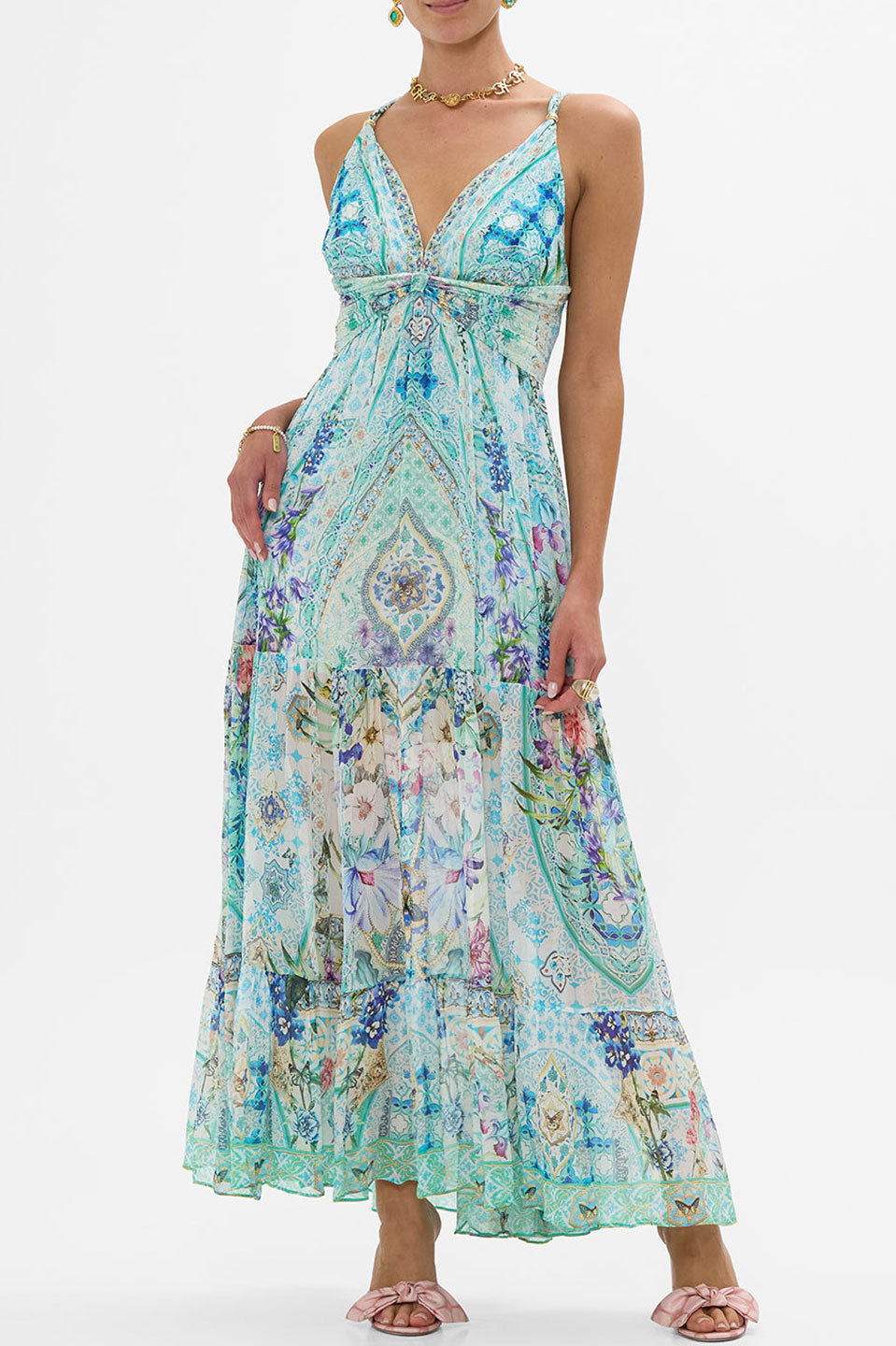 Γυναικείο Maxi φόρεμα εμριμέ 00033359-SUNRSINT Camilla