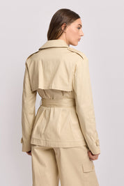 Γυναικείο πανωφόρι καπαρντίνα κοντή με ζώνη εκρού Kocca