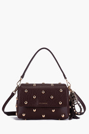 Γυναικεία τσάντα ώμου-χιαστί με τρουκς σκούρο καφέ La Carrie