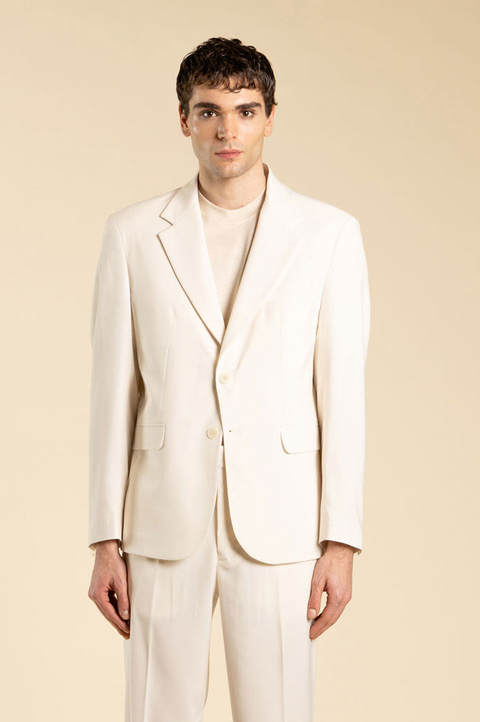 Ανδρικό Σακάκι σε κανονική γραμμή λινό μπεζ I'M BRIAN