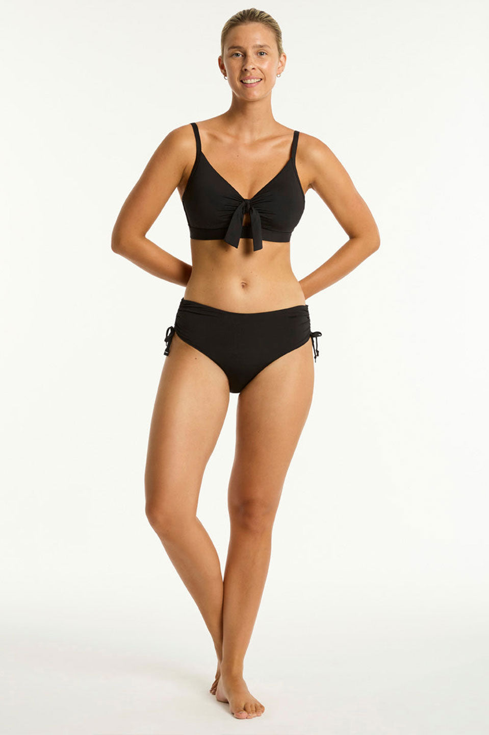 Γυναικείο Μαγιό bikini top ανάγλυφο με δέσιμο balconate μαύρο Sea Level
