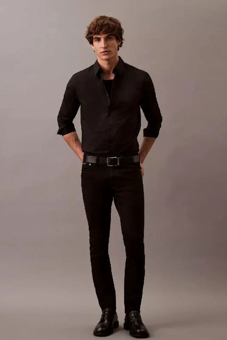 Ανδρικό πουκάμισο slim fit μαύρο LV04LB145GUB1 Calvin Klein